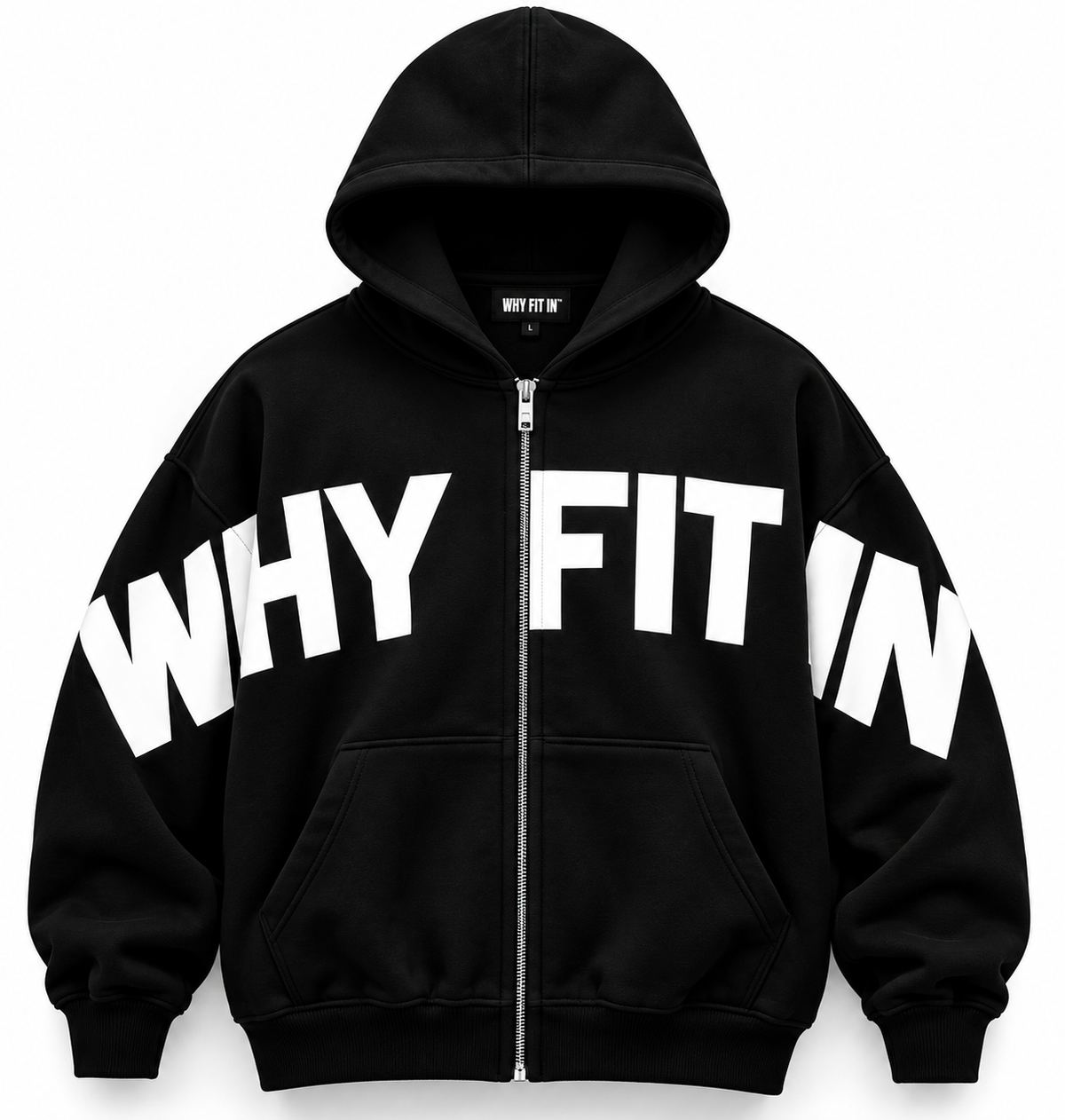 SIGNATURE ZIP HOODIE — BLACK